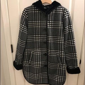 Ike Behar Hooded Jacket Faux Coat